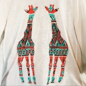 Girl’s L Red Camel giraffe tee